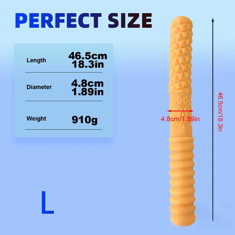 Flesh ribbed double ended textured dildo