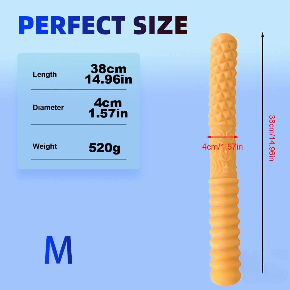 Flesh ribbed double ended textured dildo