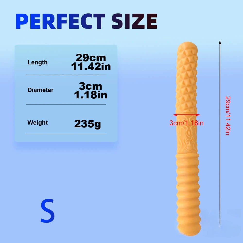 Flesh ribbed double ended textured dildo