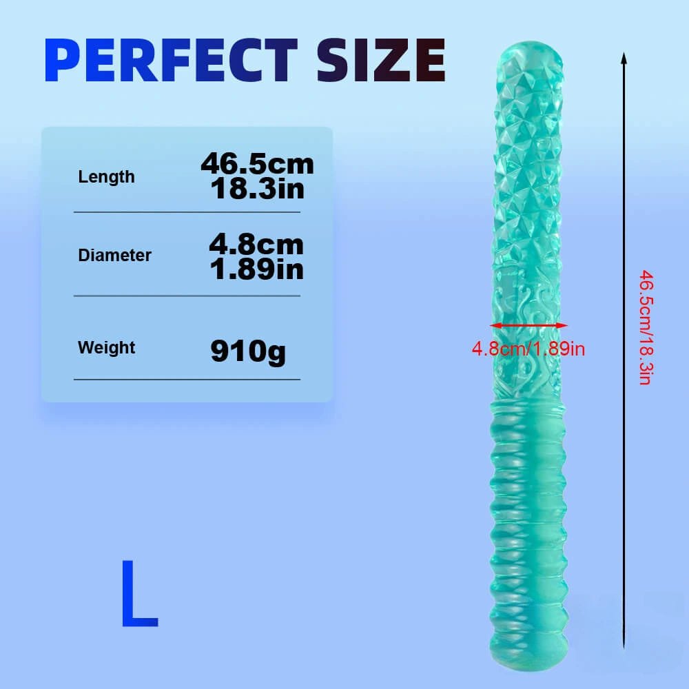 Green ribbed double ended textured dildo