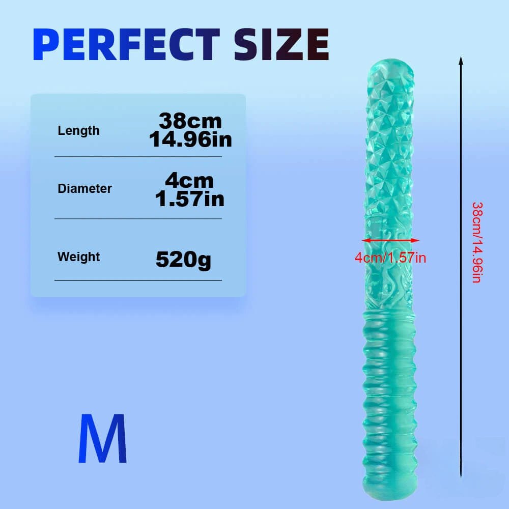 Green ribbed double ended textured dildo