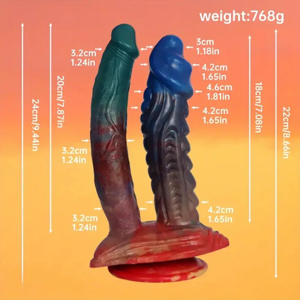 Textured silicone double-headed dildo, photo 13