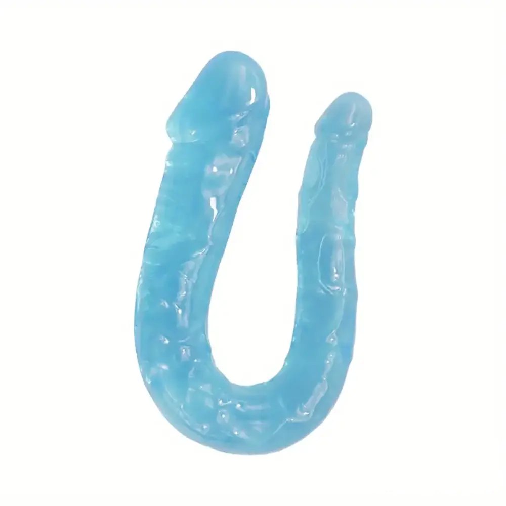 Blue flexible double-ended u-shape dildo