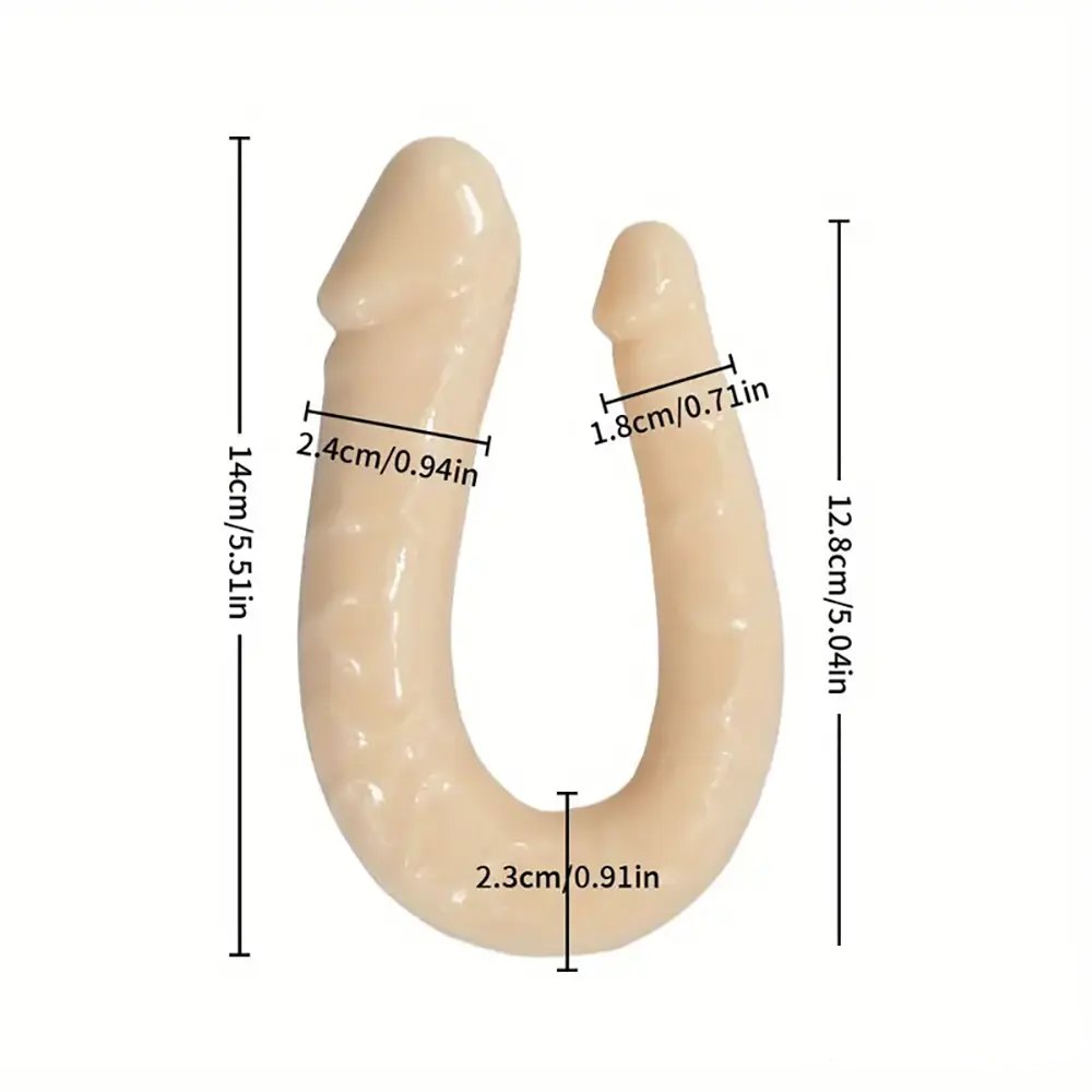 Flesh flexible double-ended u-shape dildo