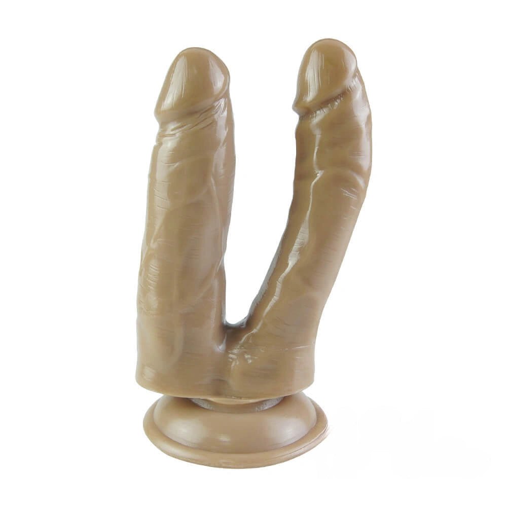 Brown double head suction cup dildo