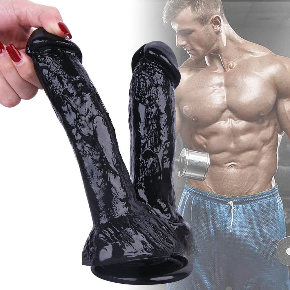 Black double head realistic dildo