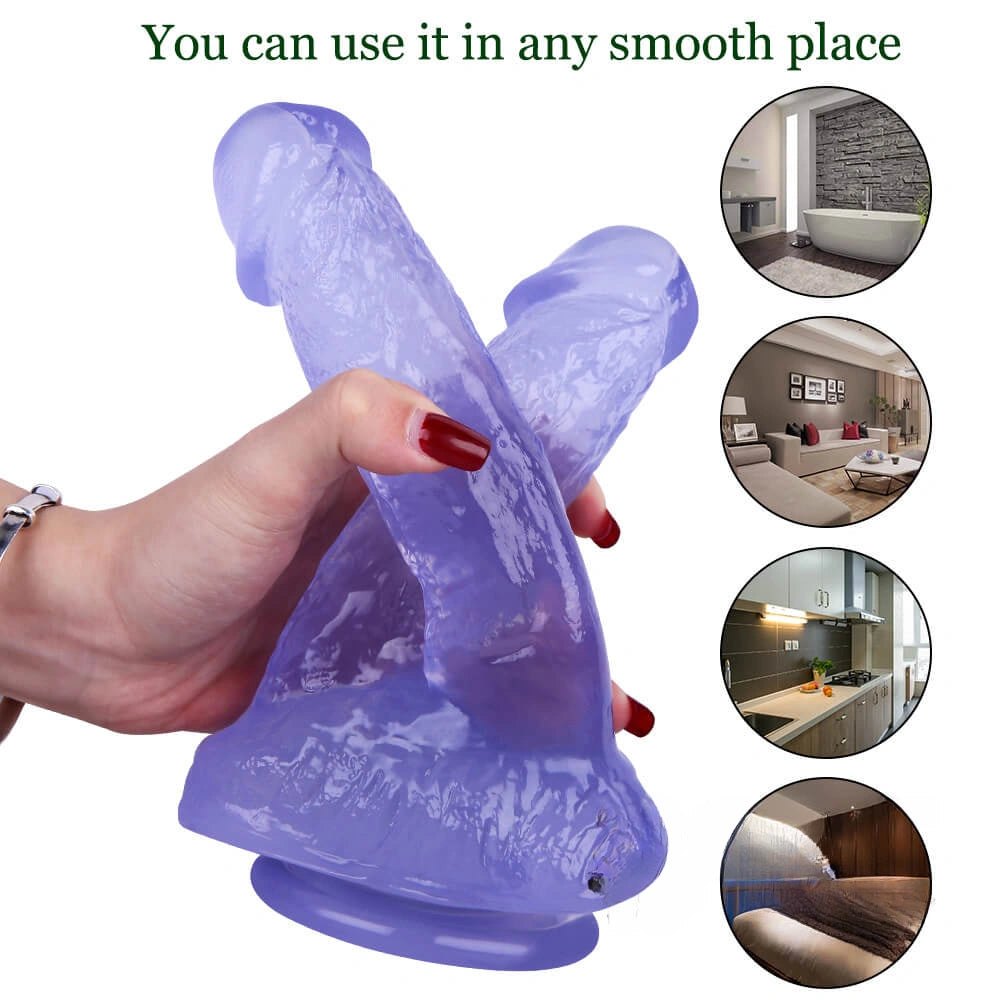 Purple double head realistic dildo