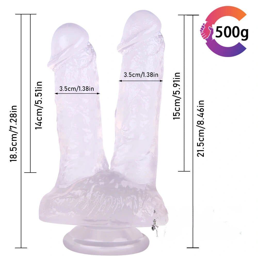 Transparent double head realistic dildo