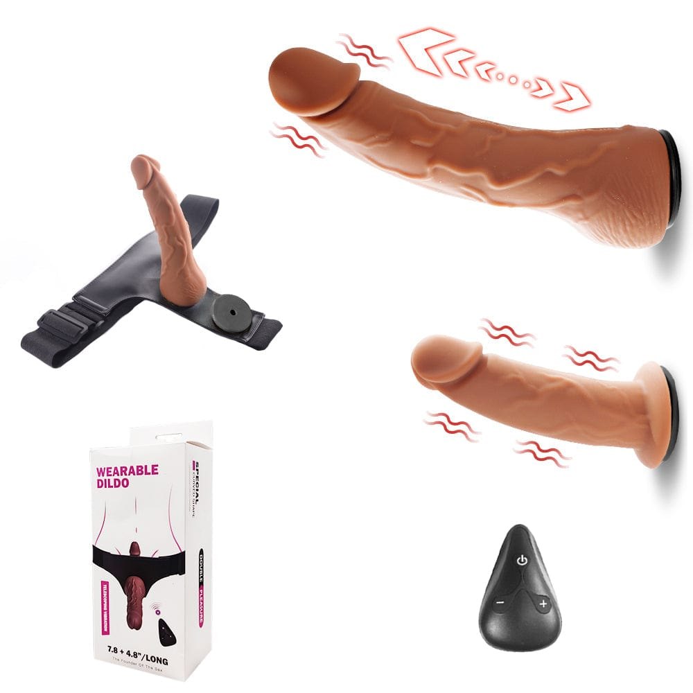 Brown wearable double-headed strap-on dildo, photo 14