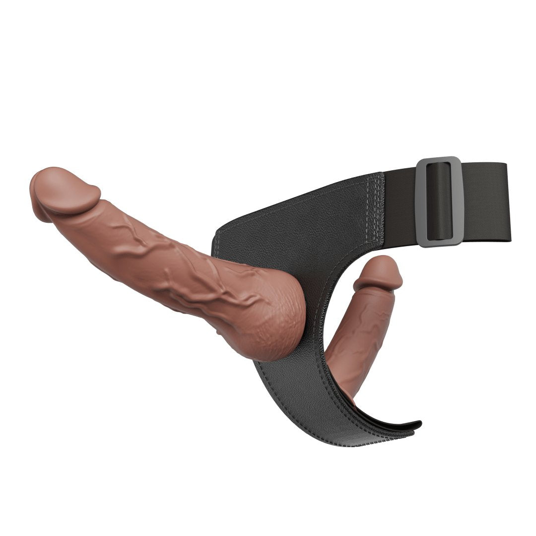 Brown wearable double-headed strap-on dildo, photo 2