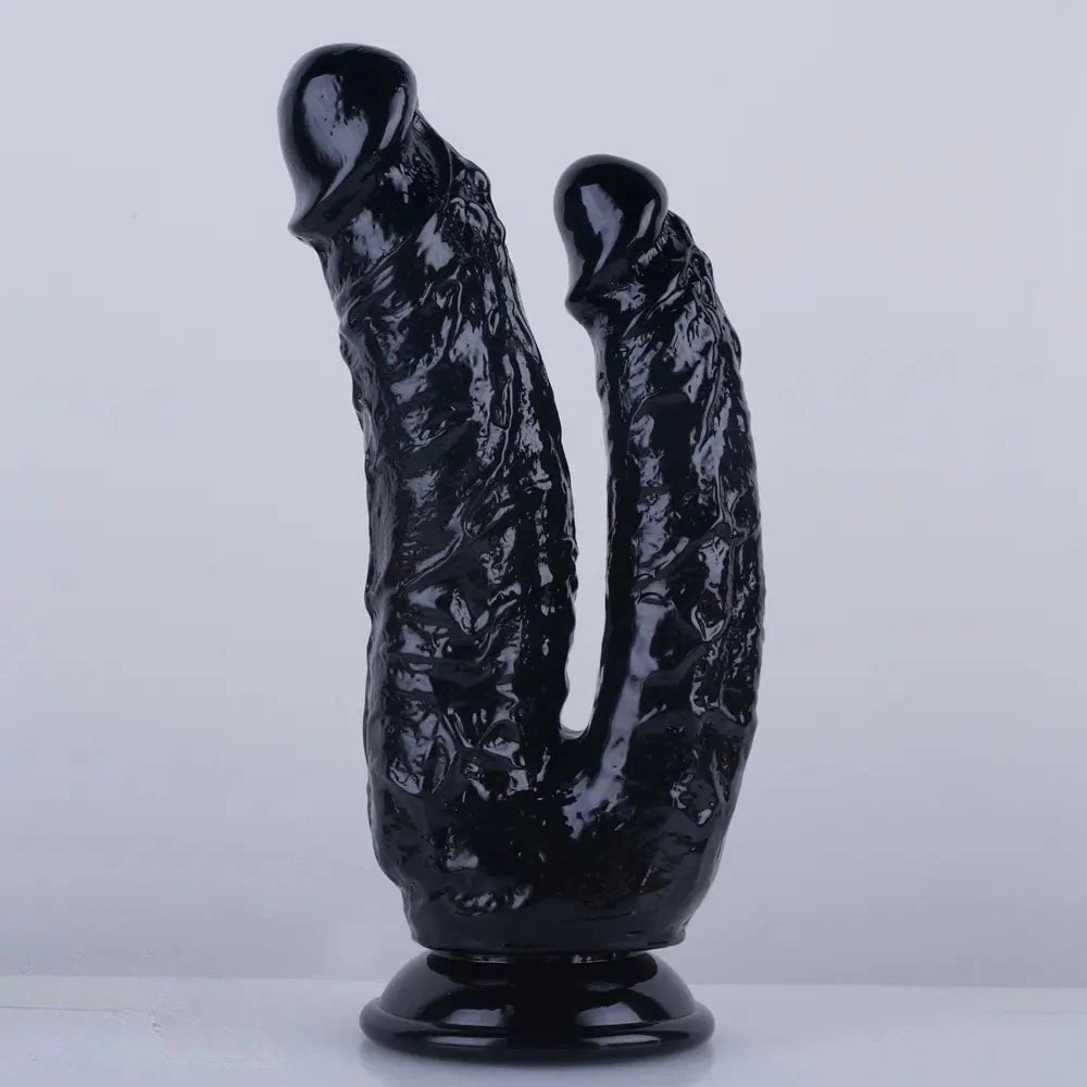 Black double-headed v-shaped dildo
