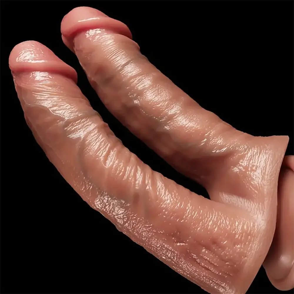 Flesh tone double-headed veiny dildo, photo 2