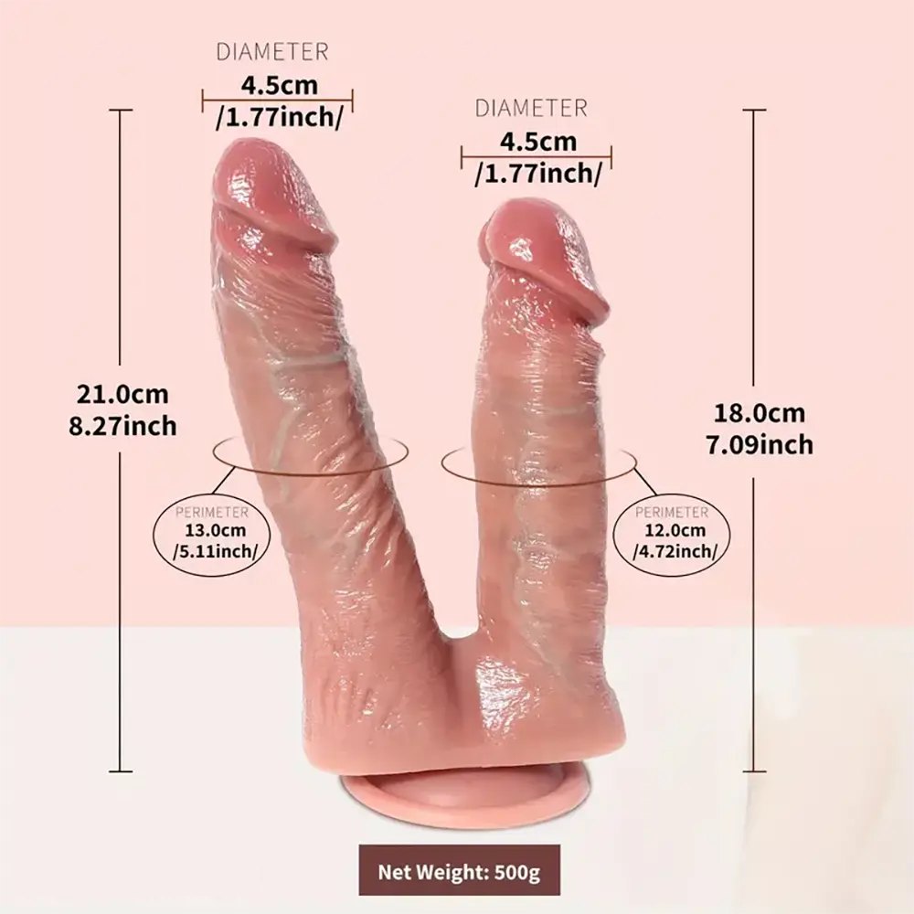 Flesh tone double-headed veiny dildo, photo 4