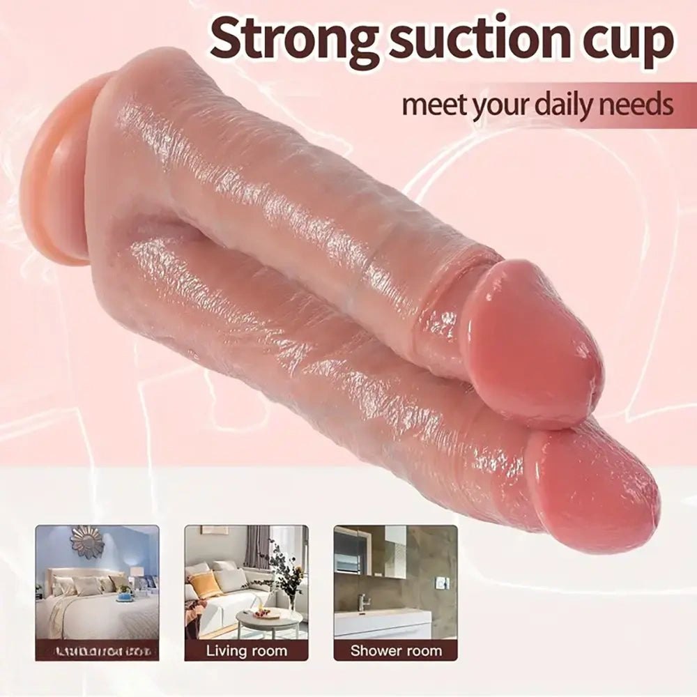 Flesh tone double-headed veiny dildo, photo 6