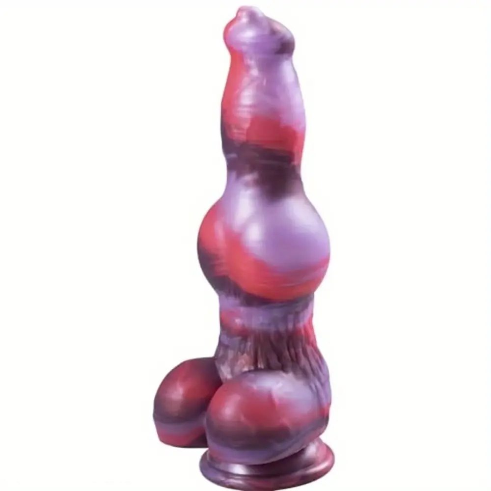Red and purple marbled knot dildo, photo 1