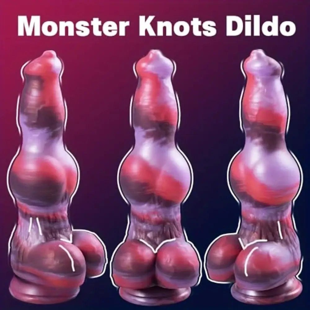 Red and purple marbled knot dildo, photo 2