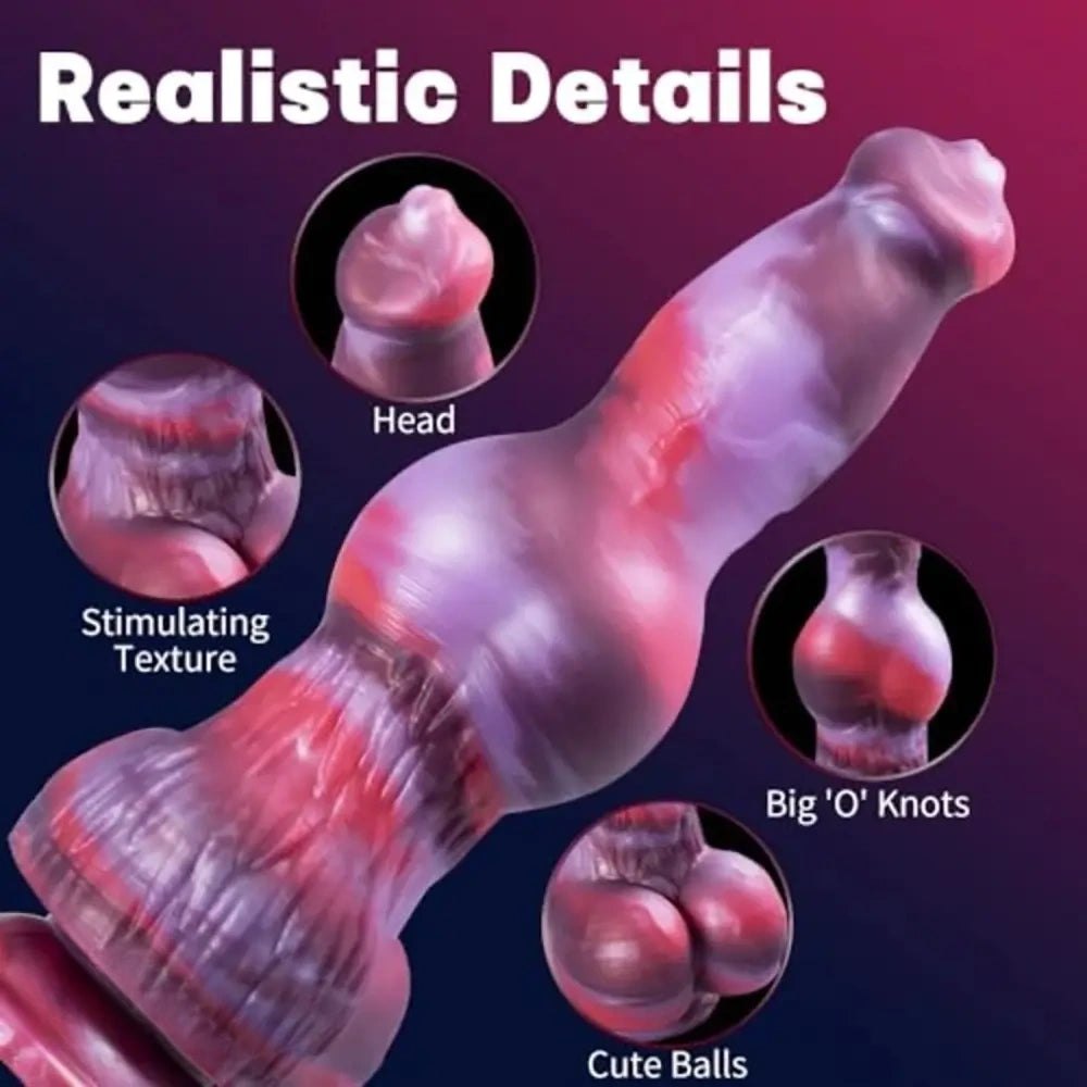 Red and purple marbled knot dildo, photo 3