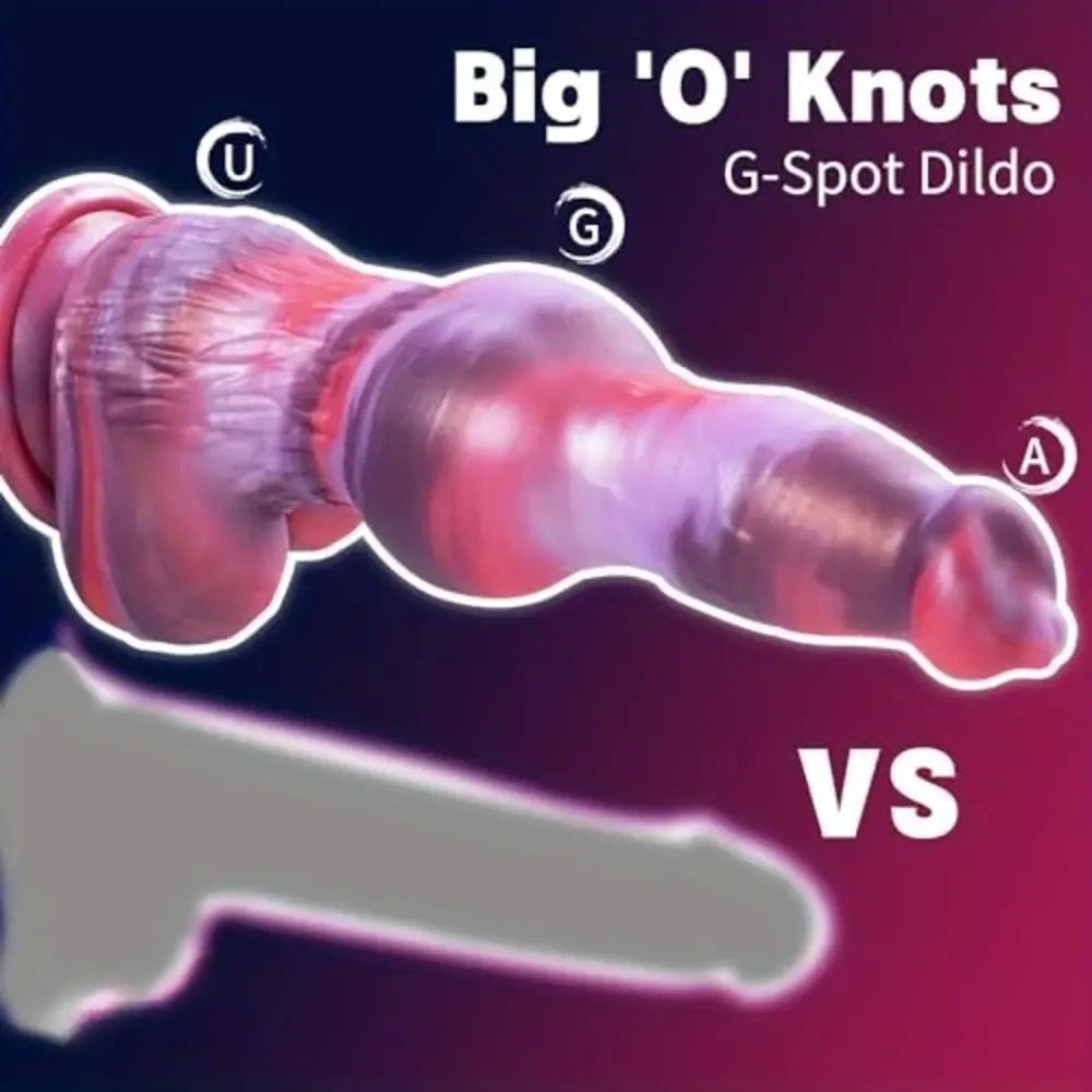 Red and purple marbled knot dildo, photo 5