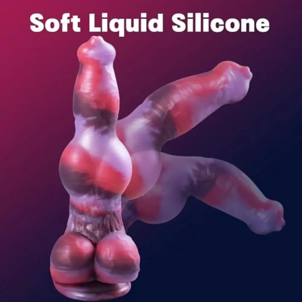 Red and purple marbled knot dildo, photo 6
