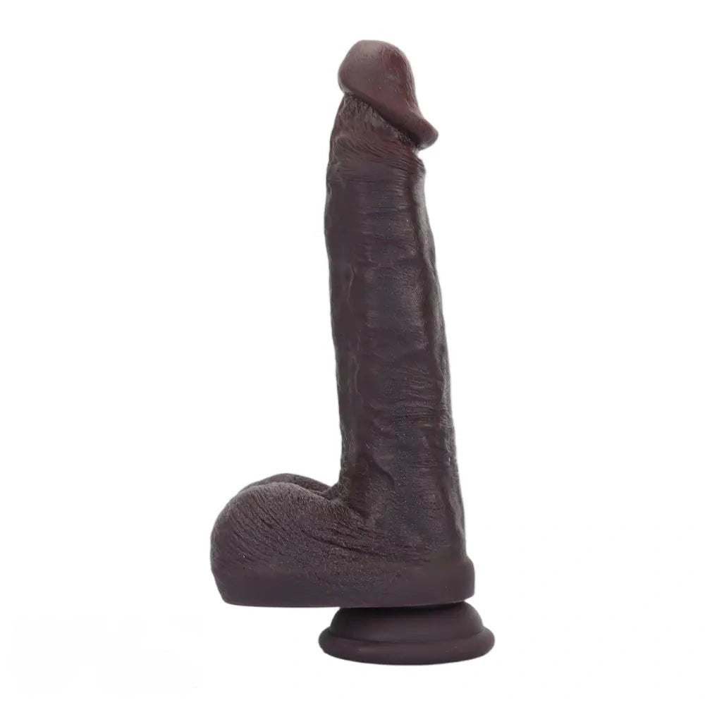 Coffee double layer silicone suction cup dildo, photo 1