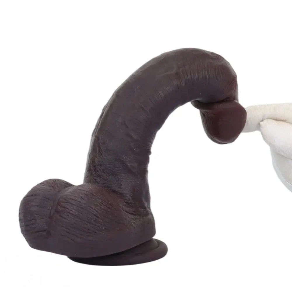 Coffee double layer silicone suction cup dildo, photo 14