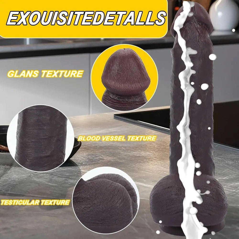 Coffee double layer silicone suction cup dildo, photo 3