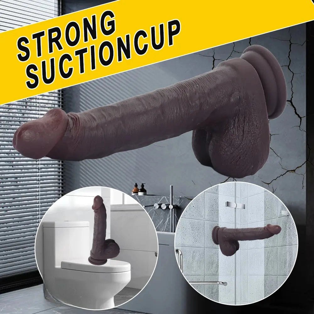 Coffee double layer silicone suction cup dildo, photo 4