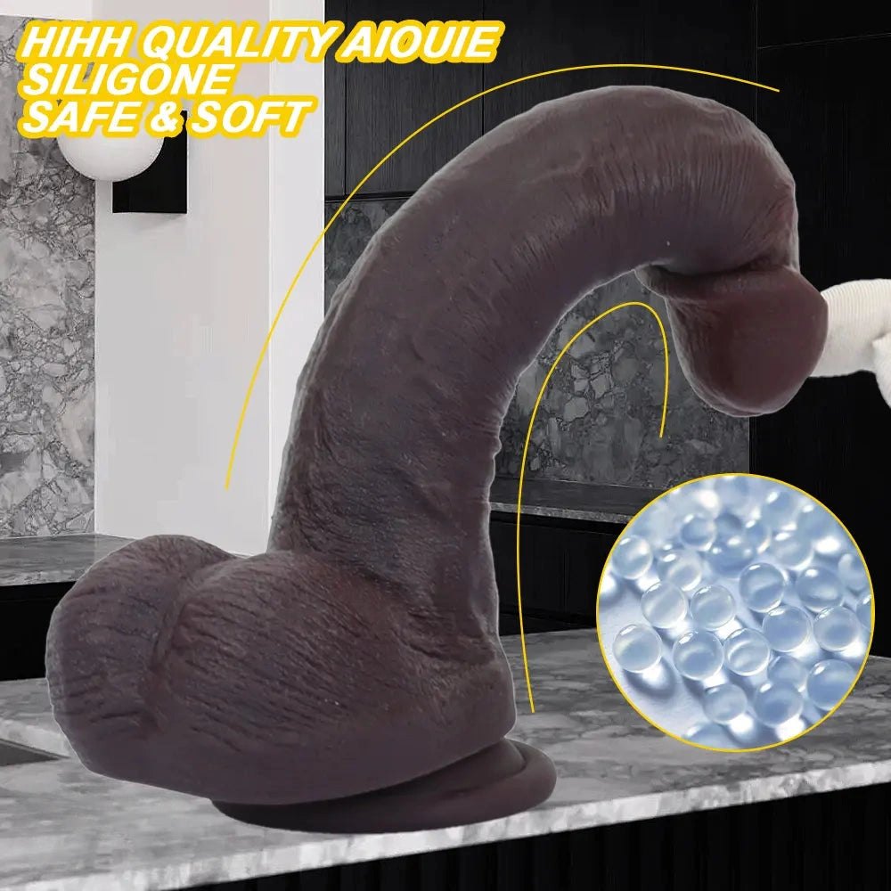 Coffee double layer silicone suction cup dildo, photo 5