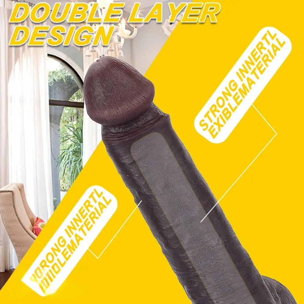 Coffee double layer silicone suction cup dildo, photo 6