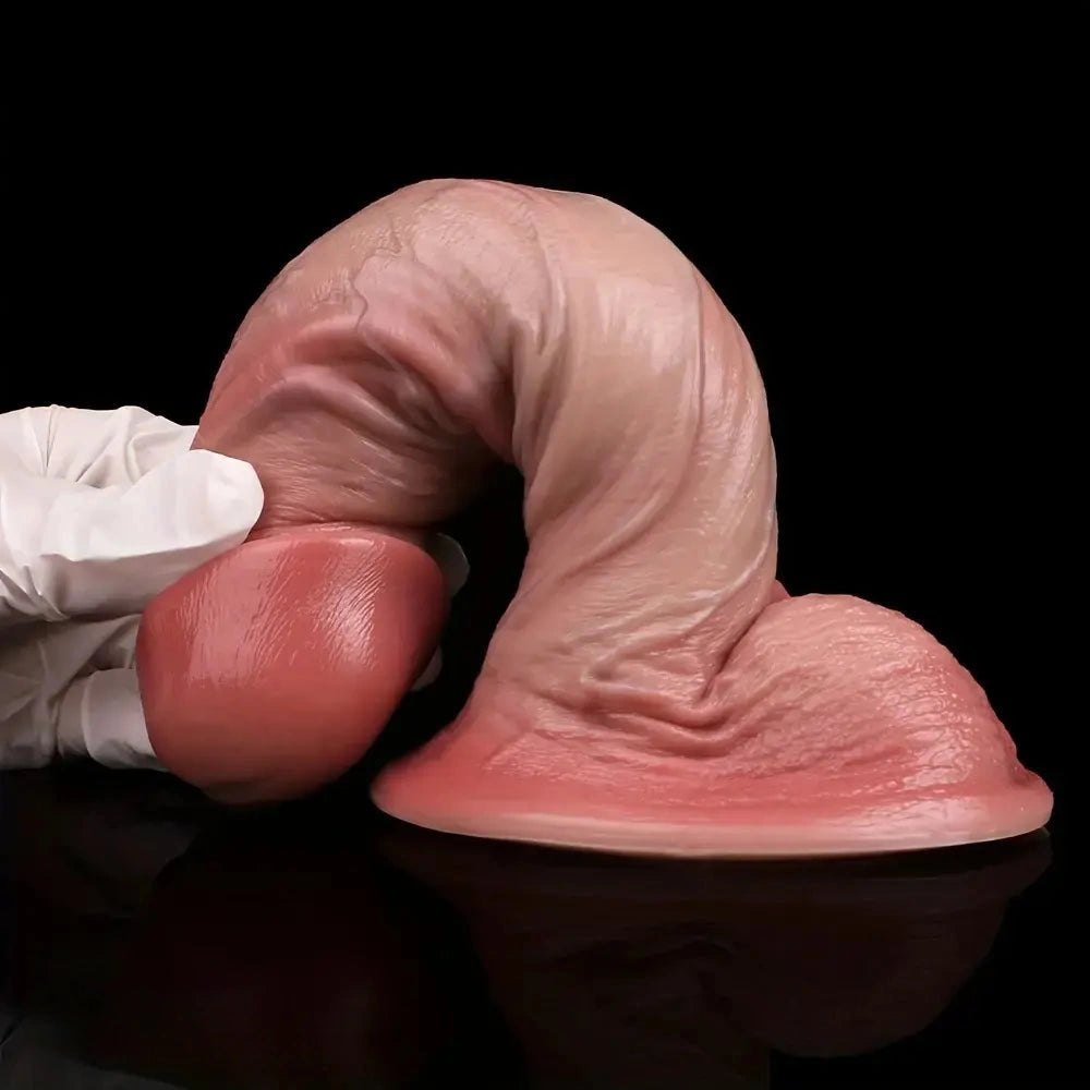 Flesh double-layer curved g-spot dildo, photo 3