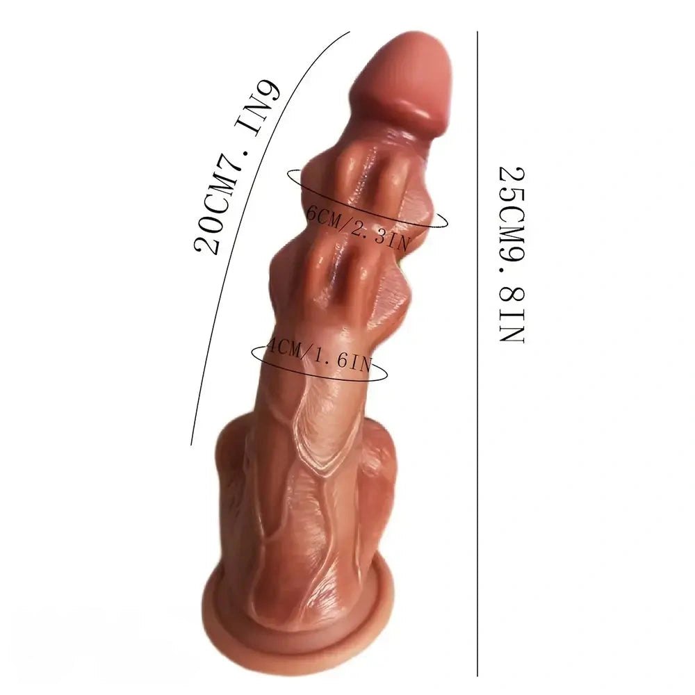 Brown lifelike silicone dildo with suction cup base, photo 5