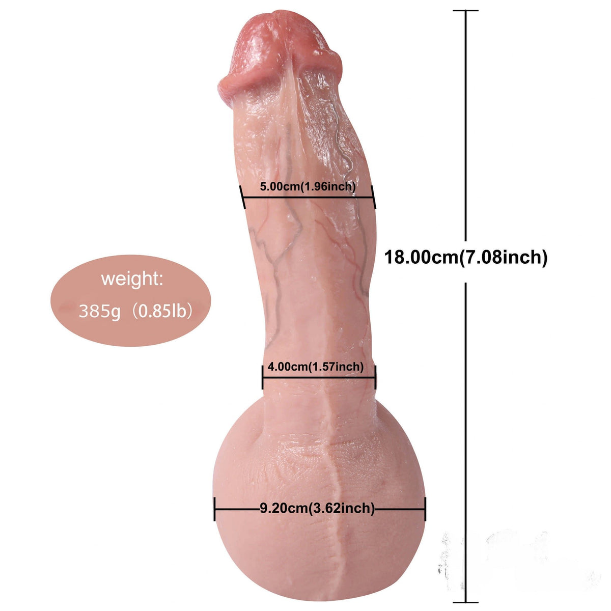 Flesh double layer silicone suction dildo, photo 12