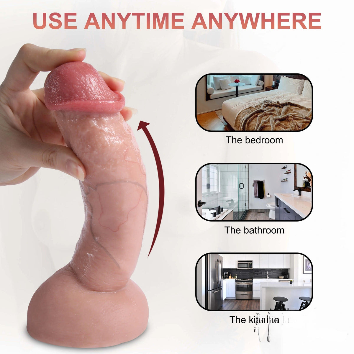 Flesh double layer silicone suction dildo, photo 9
