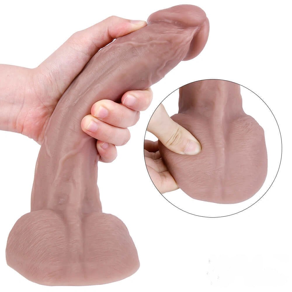 Flesh double layer silicone suction dildo, photo 3