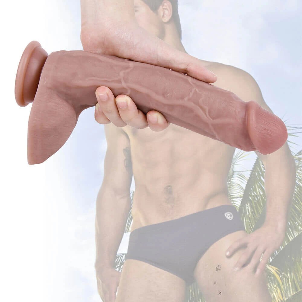 Flesh double layer silicone suction dildo, photo 5