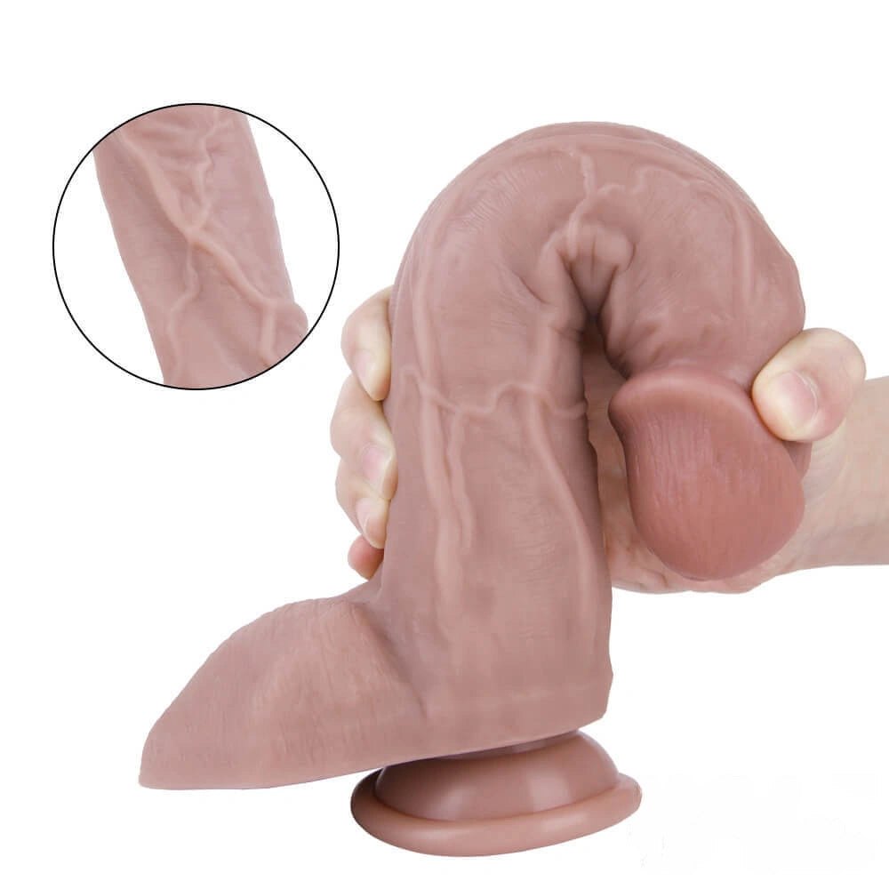 Flesh double layer silicone suction dildo, photo 6