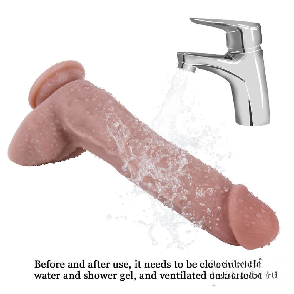 Flesh double layer silicone suction dildo, photo 7