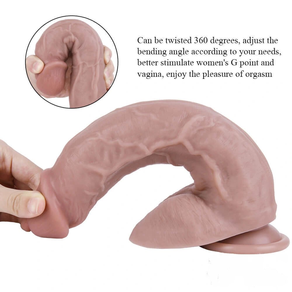 Flesh double layer silicone suction dildo, photo 9