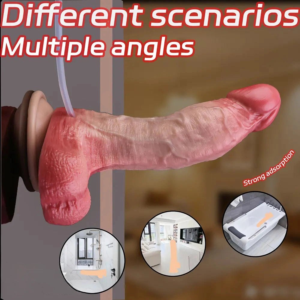 Flesh double layer squirting silicone dildo, photo 9