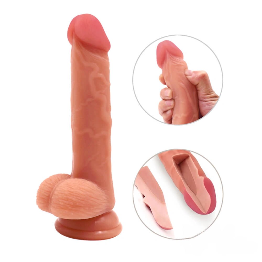 Double layer silicone suction cup dildo, photo 1
