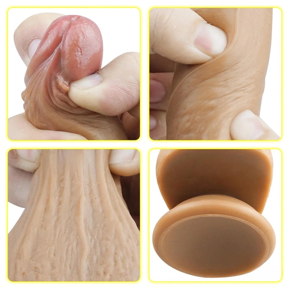 Double layer suction cup silicone dildo, photo 3