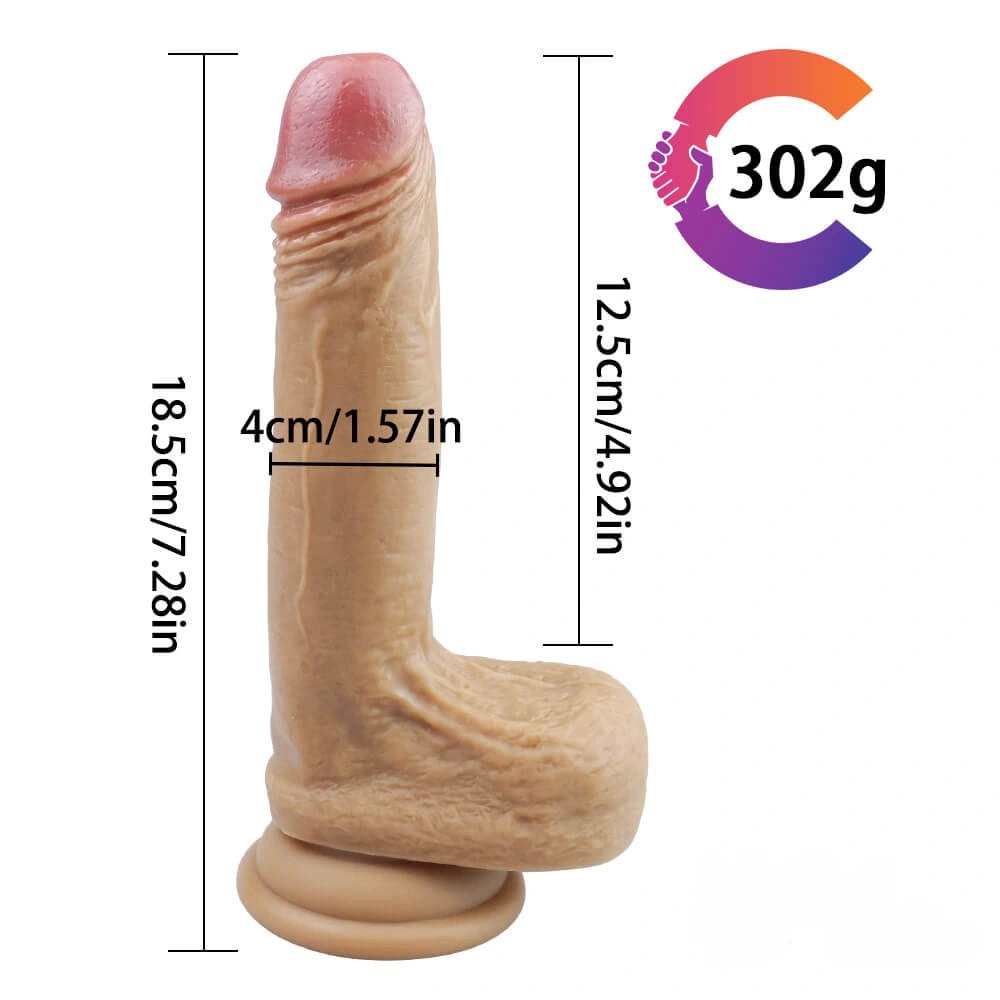 Double layer suction cup silicone dildo, photo 4