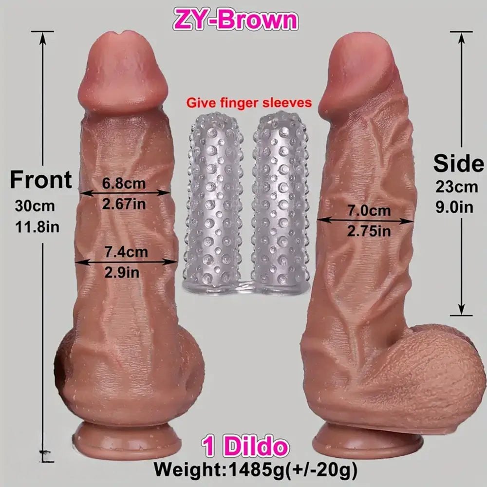 Flesh double-layer silicone realistic thick dildo
