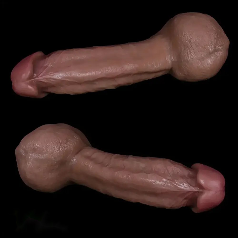 Flesh-tone double-layered realistic silicone dildo, photo 10