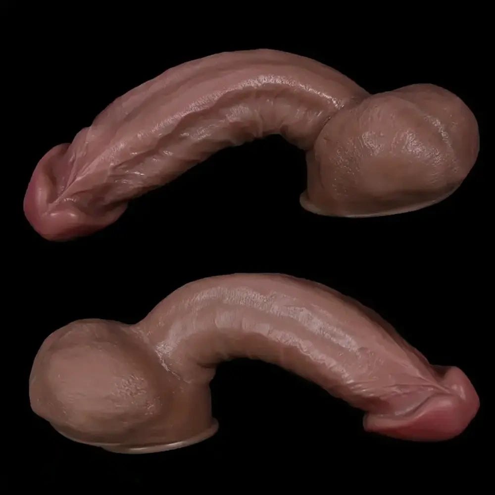 Flesh-tone double-layered realistic silicone dildo, photo 11