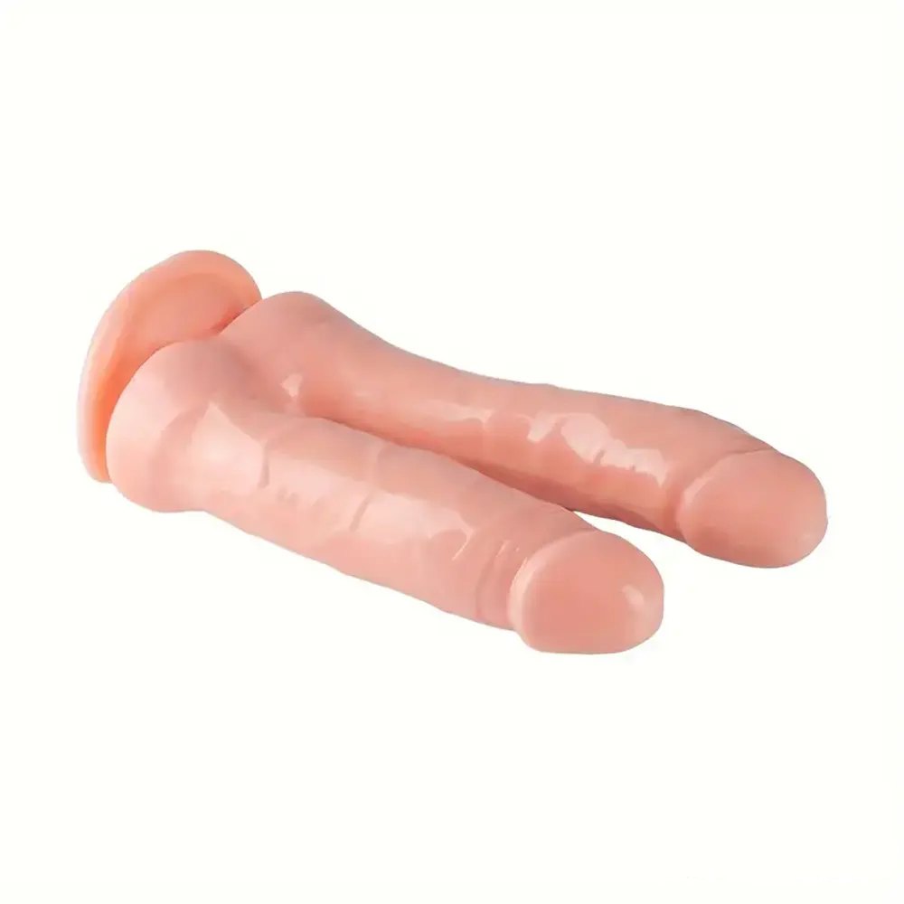 Double shaft PVC dildo with suction cup base, photo 2
