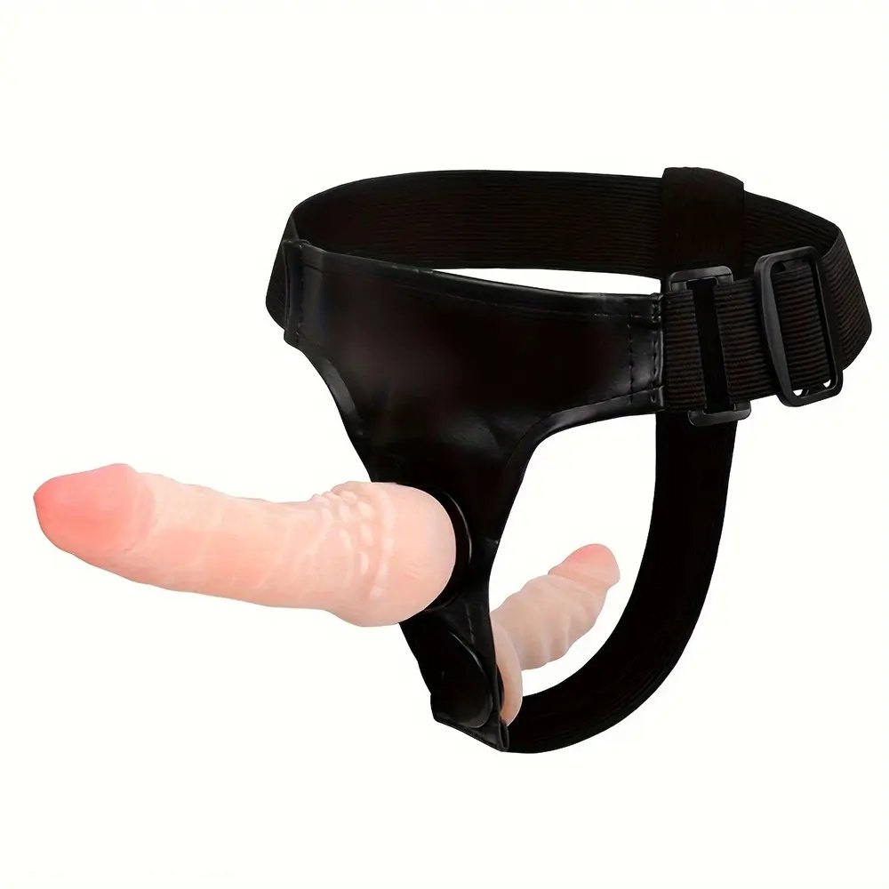 Flesh PVC double strap-on harness set