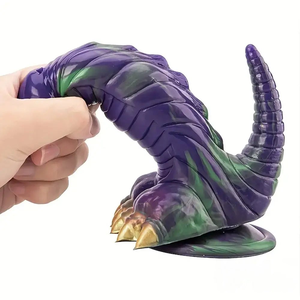 Purple green dragon tail fantasy silicone dildo, photo 2