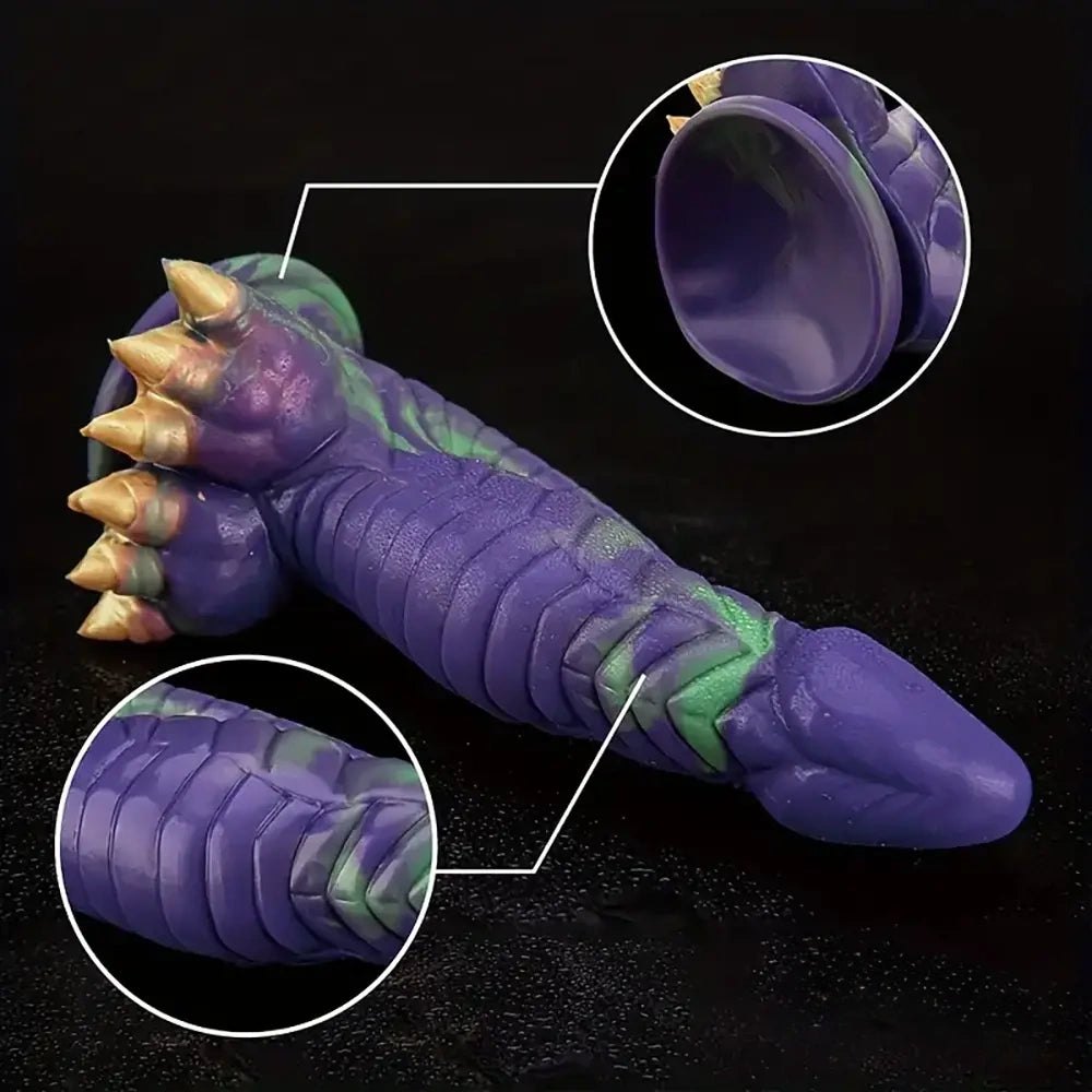 Purple green dragon tail fantasy silicone dildo, photo 3
