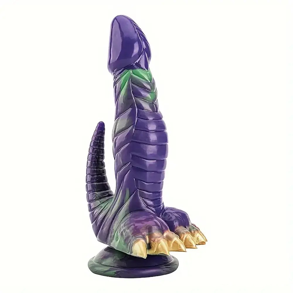 Purple green dragon tail fantasy silicone dildo, photo 5